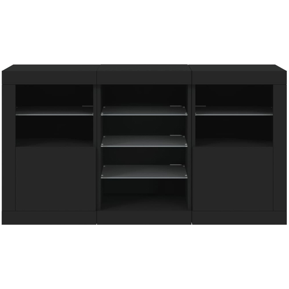 vidaXL 2 Door 8 Shelf Black Wooden Sideboard with LED Lights Image 3
