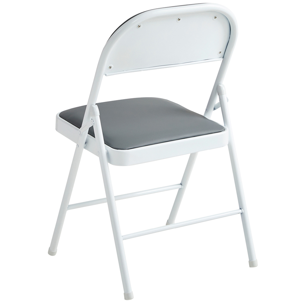 Set of 2 Grey Padded Folding Metal Dining Chairs Image 3