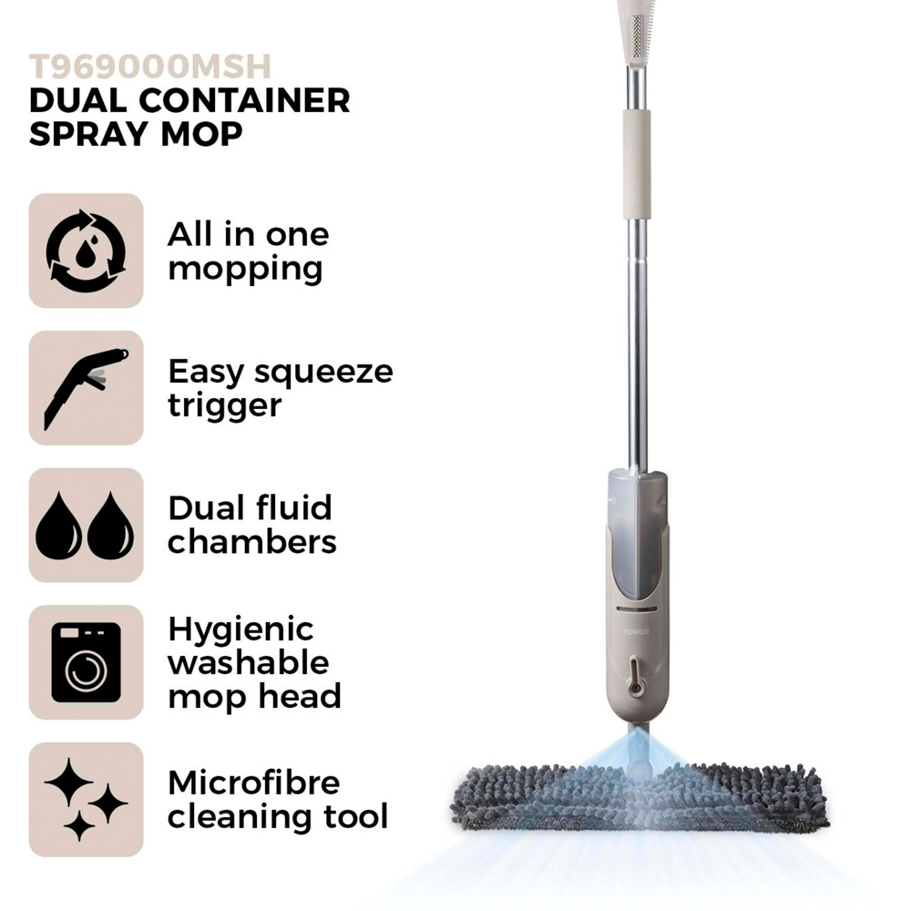 Tower Dual Container White Spray Mop Image 3