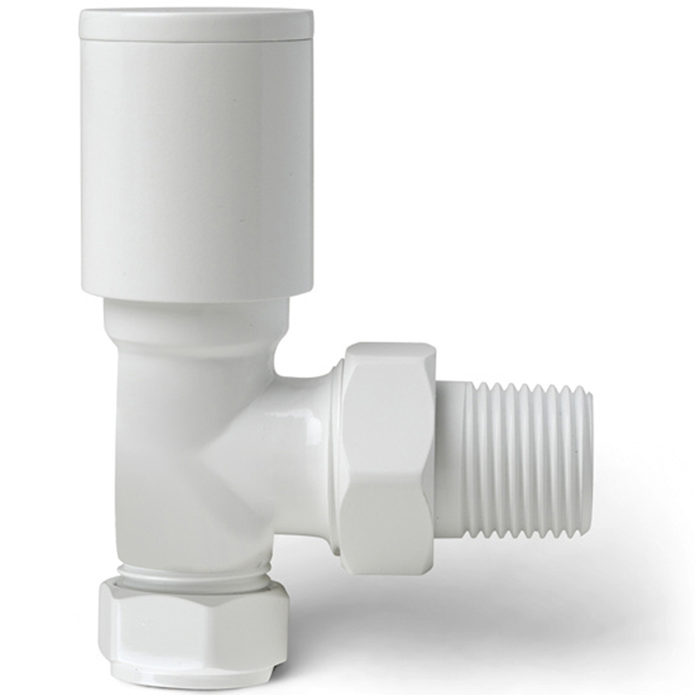 Go Bathrooms White Round Top Angled Radiator Valve Set 15mm Image 4