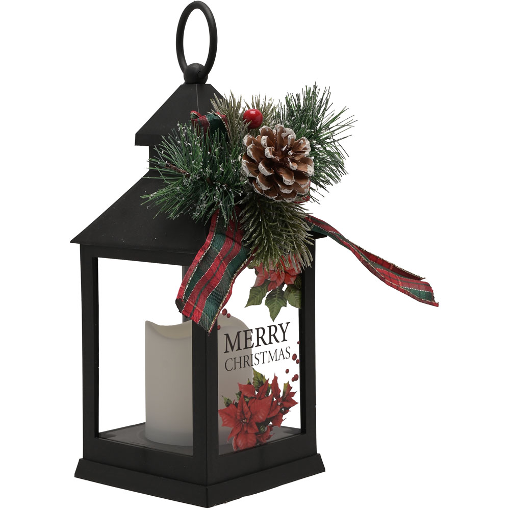 The Christmas Gift Co Black Merry Christmas LED Lantern Image 4