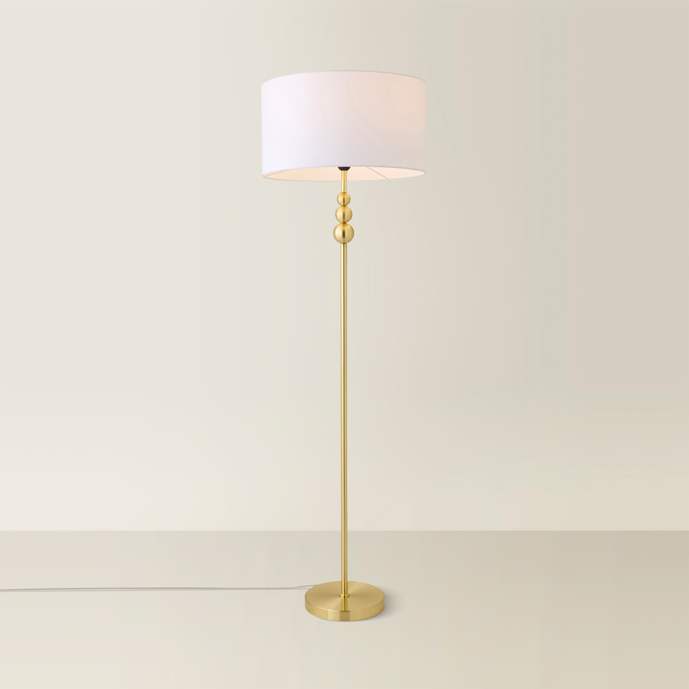 ValueLights Marissa White Shade Gold Ball LED Floor Lamp Image 5