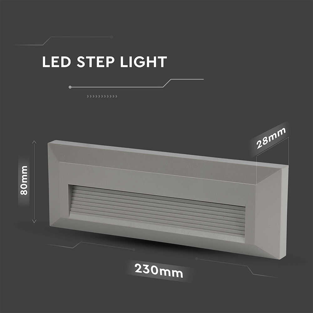 V-TAC 4 Pack 3W Grey Rectangular Cool White LED Step Light Image 7