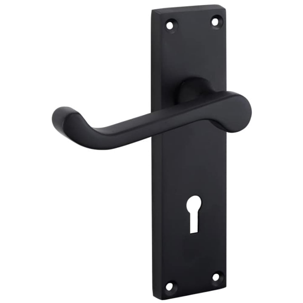 Golden Matt Black Grace Victorian Scroll Door Handle Set 150 x 40mm Image 3