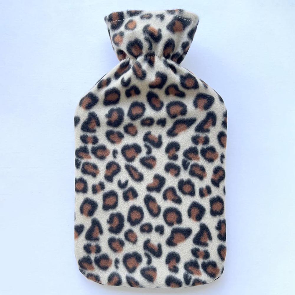 Wilko Leopard Print Hot Water Bottle with Fleece Cover Image 2