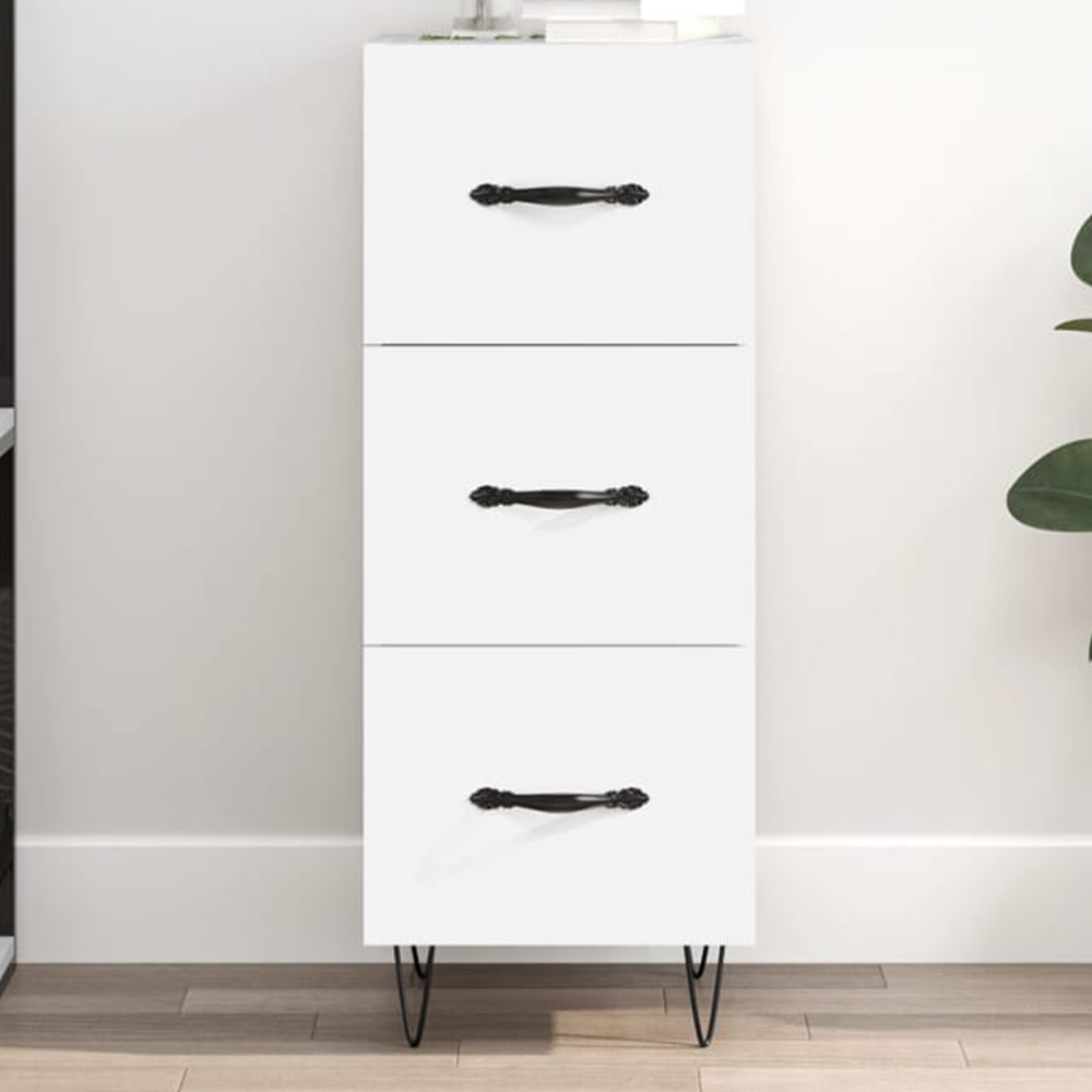 vidaXL 3 Drawer White Slim Sideboard Image 1