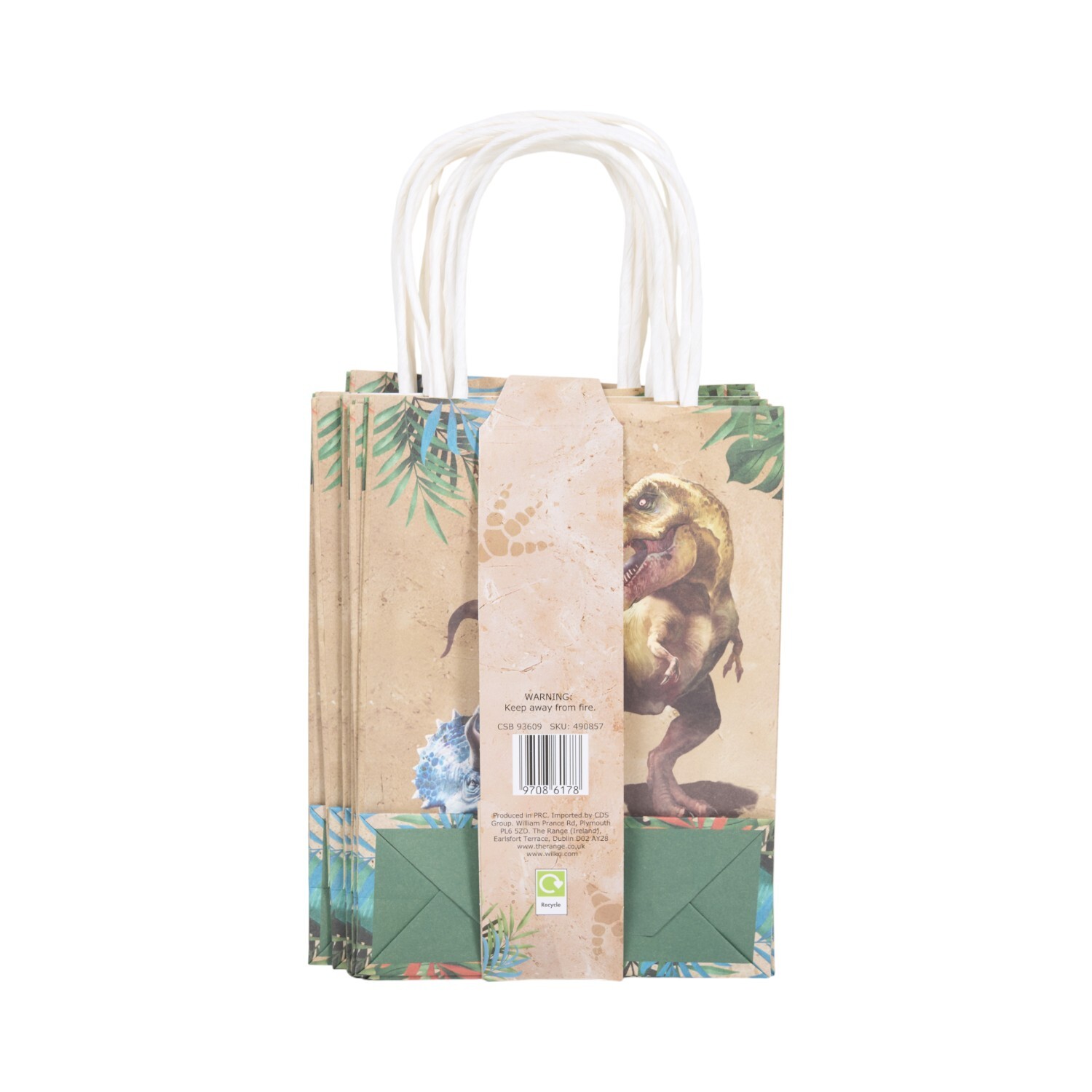 Pack of 8 Dinosaur Party Bags Brown Image 2