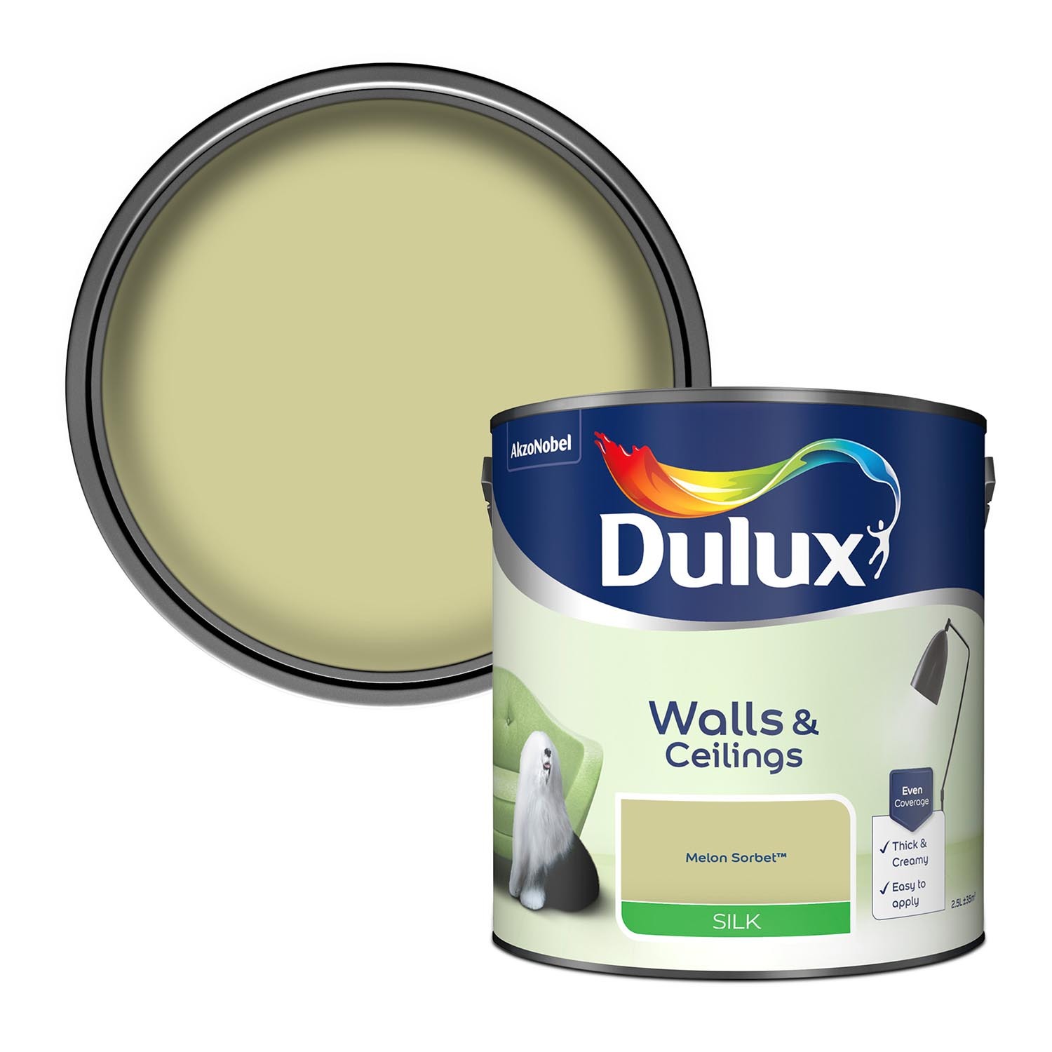 Dulux Walls & Ceilings Melon Sorbet Silk Emulsion Paint 2.5L Image 1