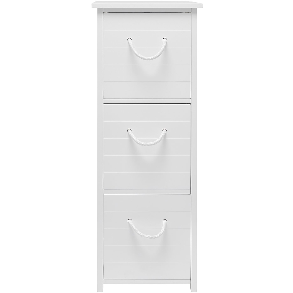 Aura 3 Drawer White Cabinet with Rope Handles Image 2