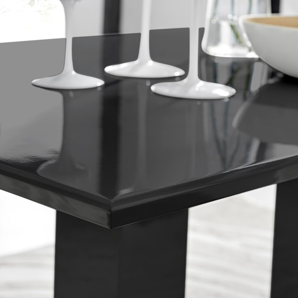 Furniturebox Molini Solara 6 Seater Dining Set Black Gloss and White Image 5