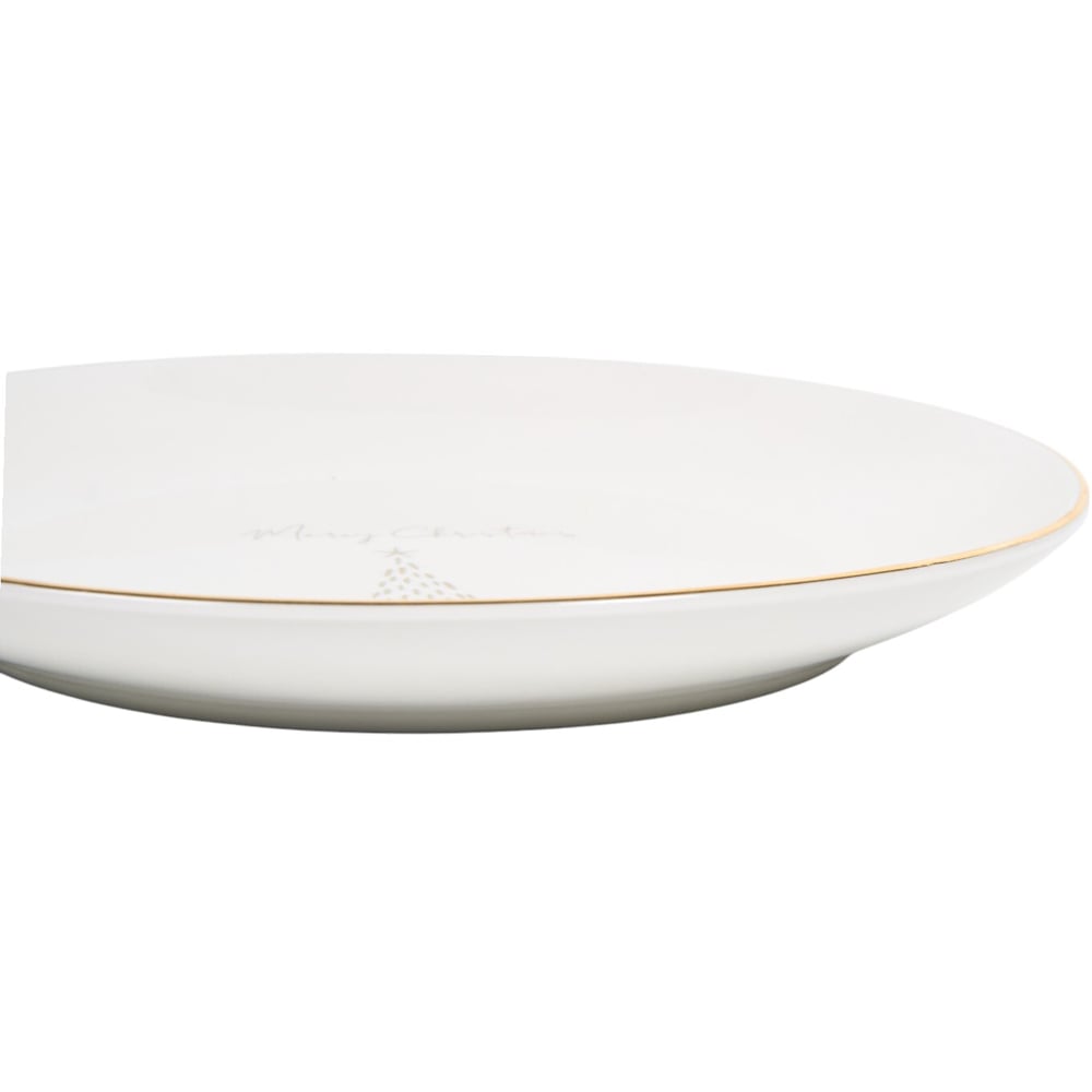 Golden Christmas Tree Plate White and Gold Side Image 3