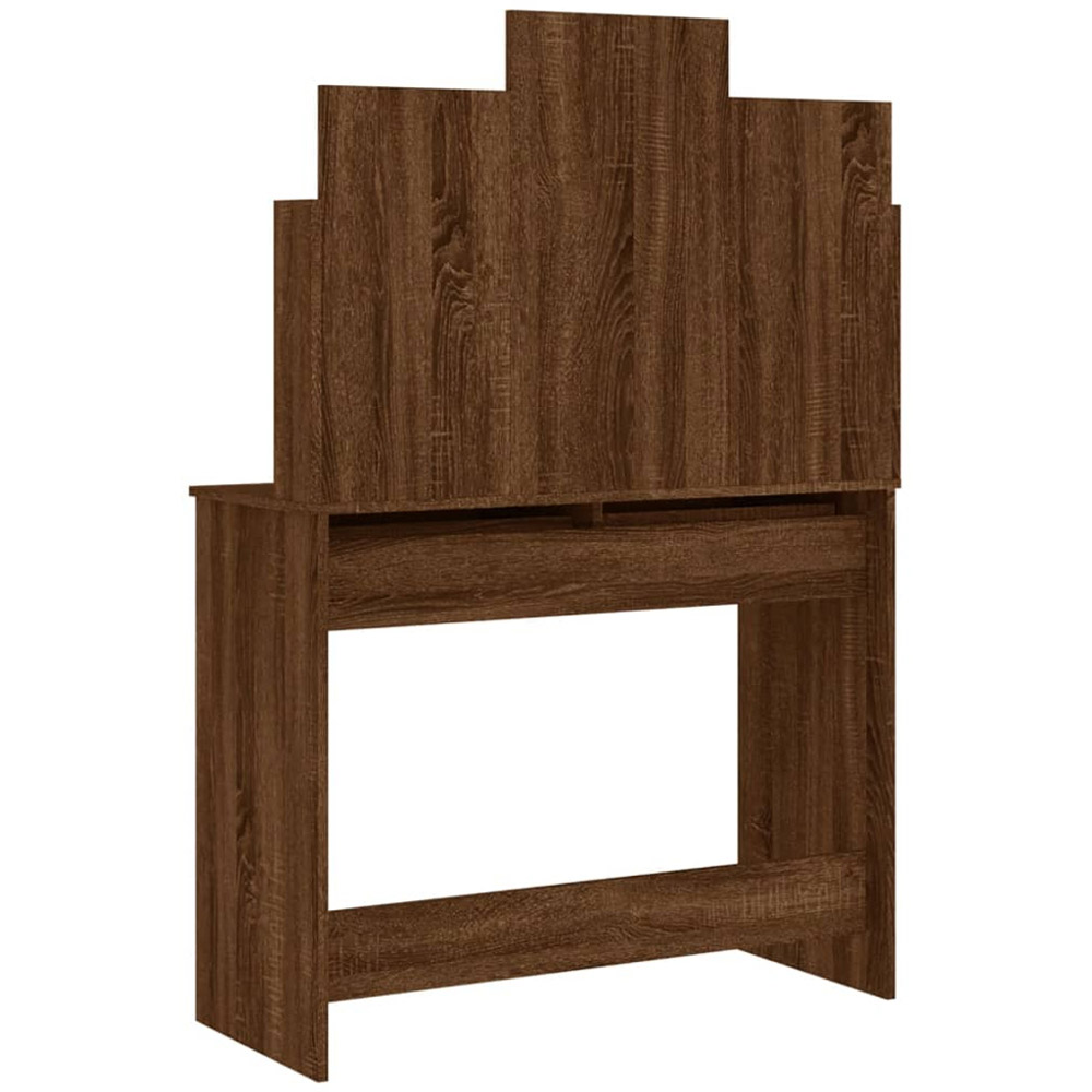vidaXL 2 Drawer 4 Shelf Brown Oak Dressing Table with Mirror Image 6