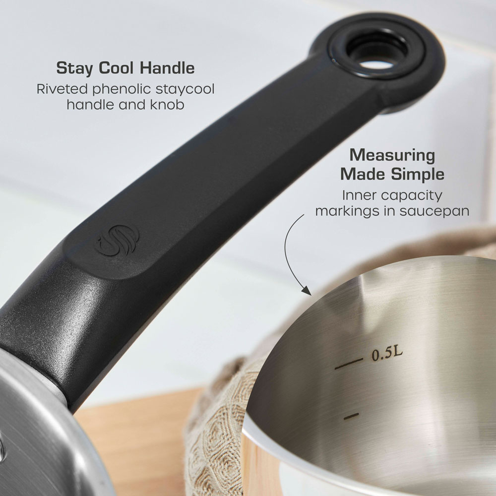 Swan Townhouse 20cm Stainless Steel Saucepan with Lid Image 5