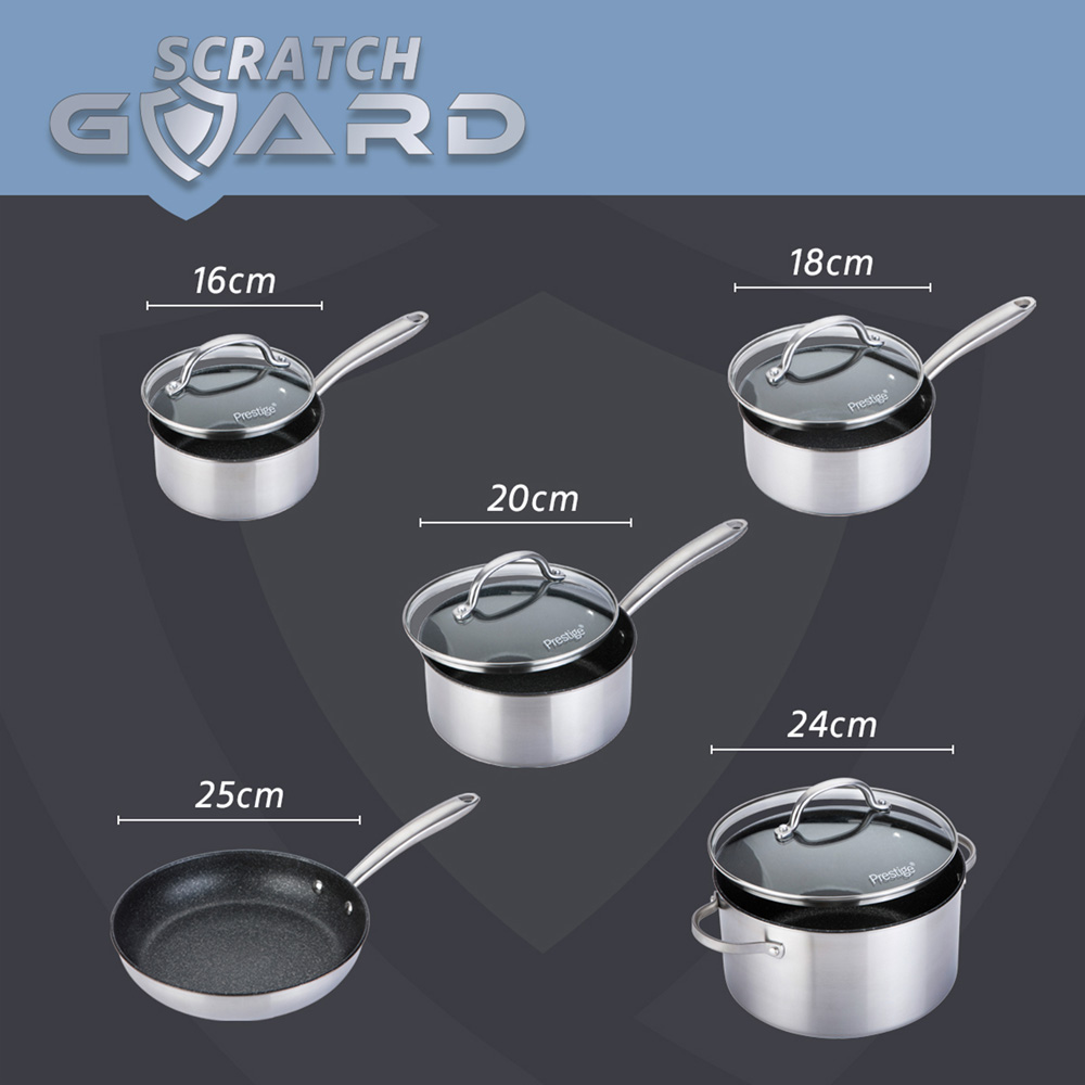 Prestige 5 Piece Scratch Guard Stainless Steel Cookware Set Image 7