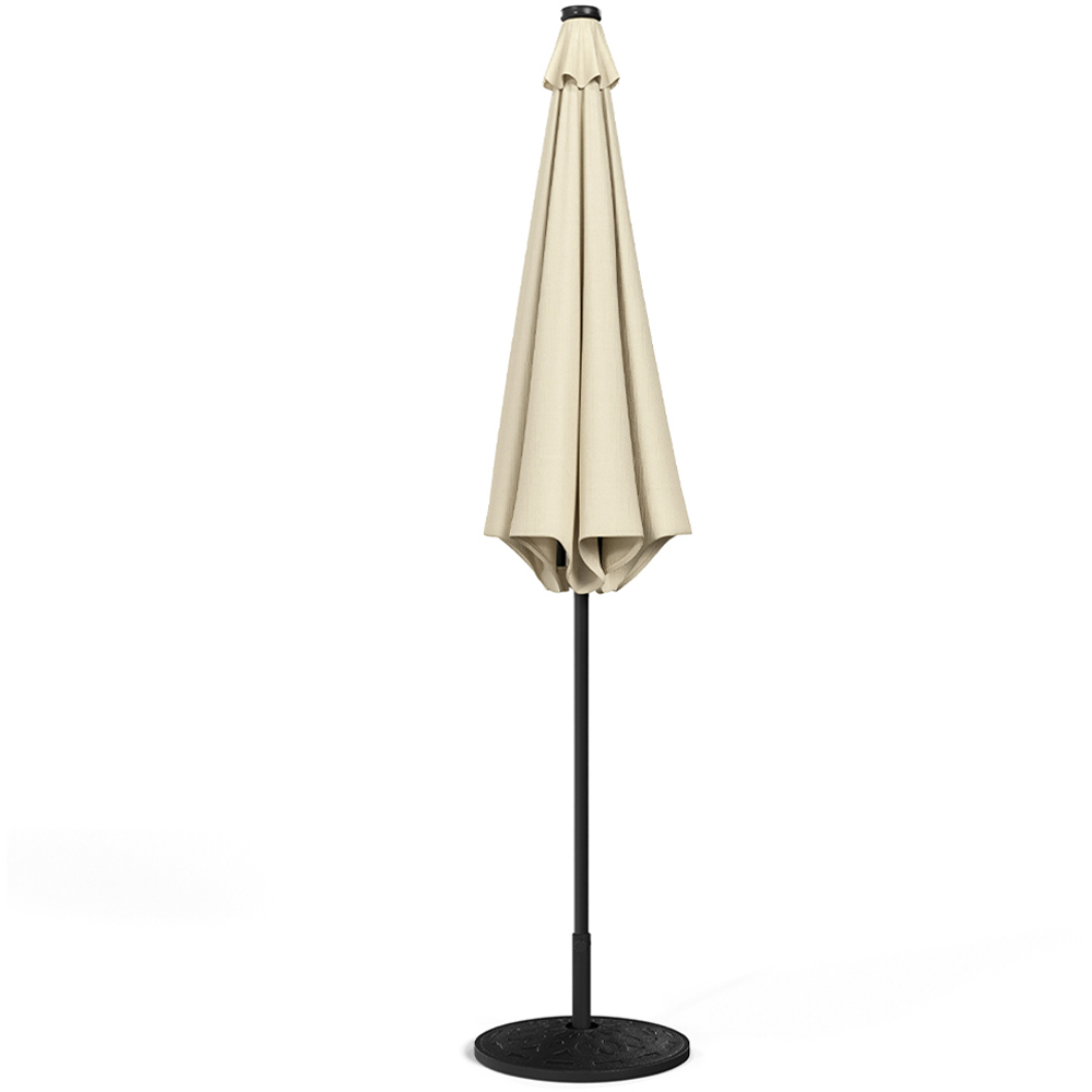 Living and Home Beige 24 Solar LED Crank and Tilt Parasol with Resin Floral Base 3m Image 3