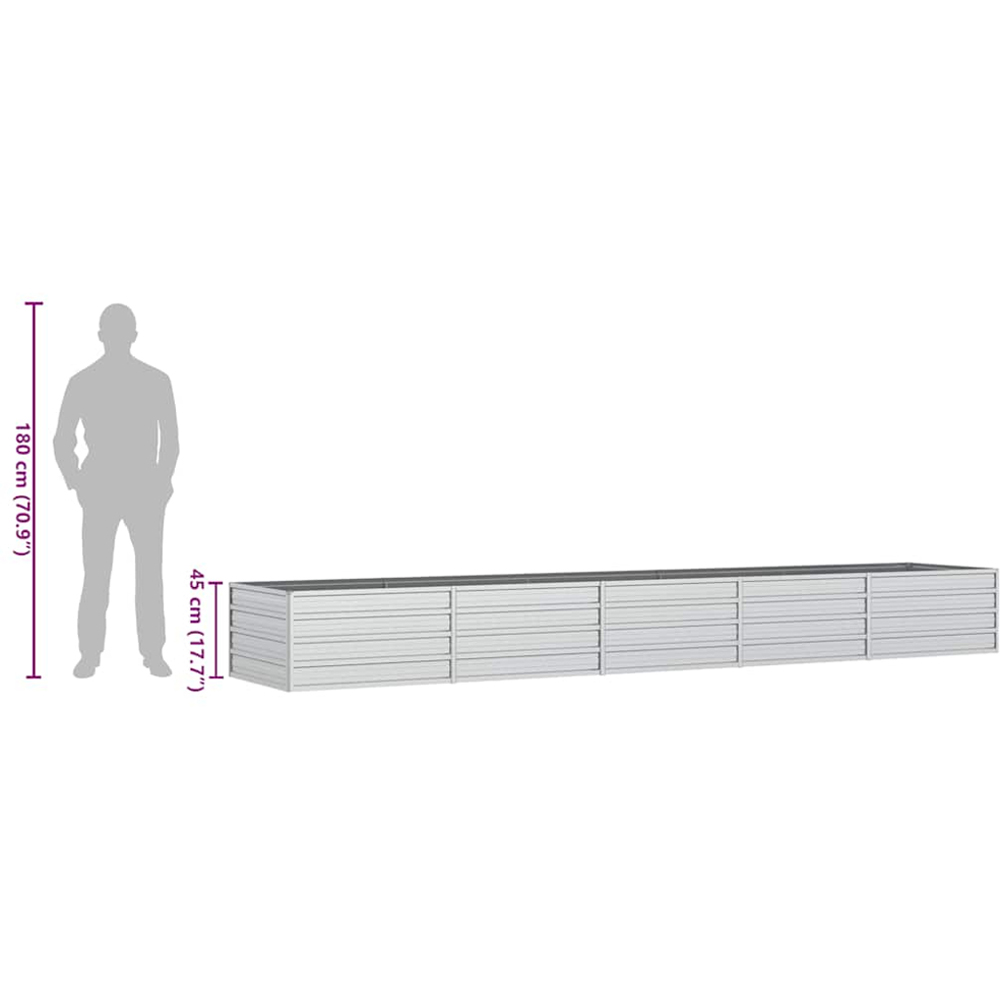 vidaXL Silver Galvanised Steel Raised Garden Bed 400 x 80 x 45cm Image 7