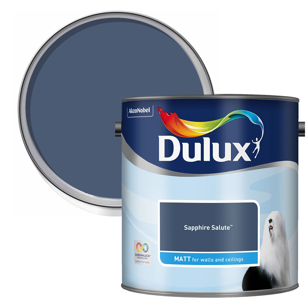 Dulux Walls & Ceilings Sapphire Salute Matt Emulsion Paint 2.5L Image 1