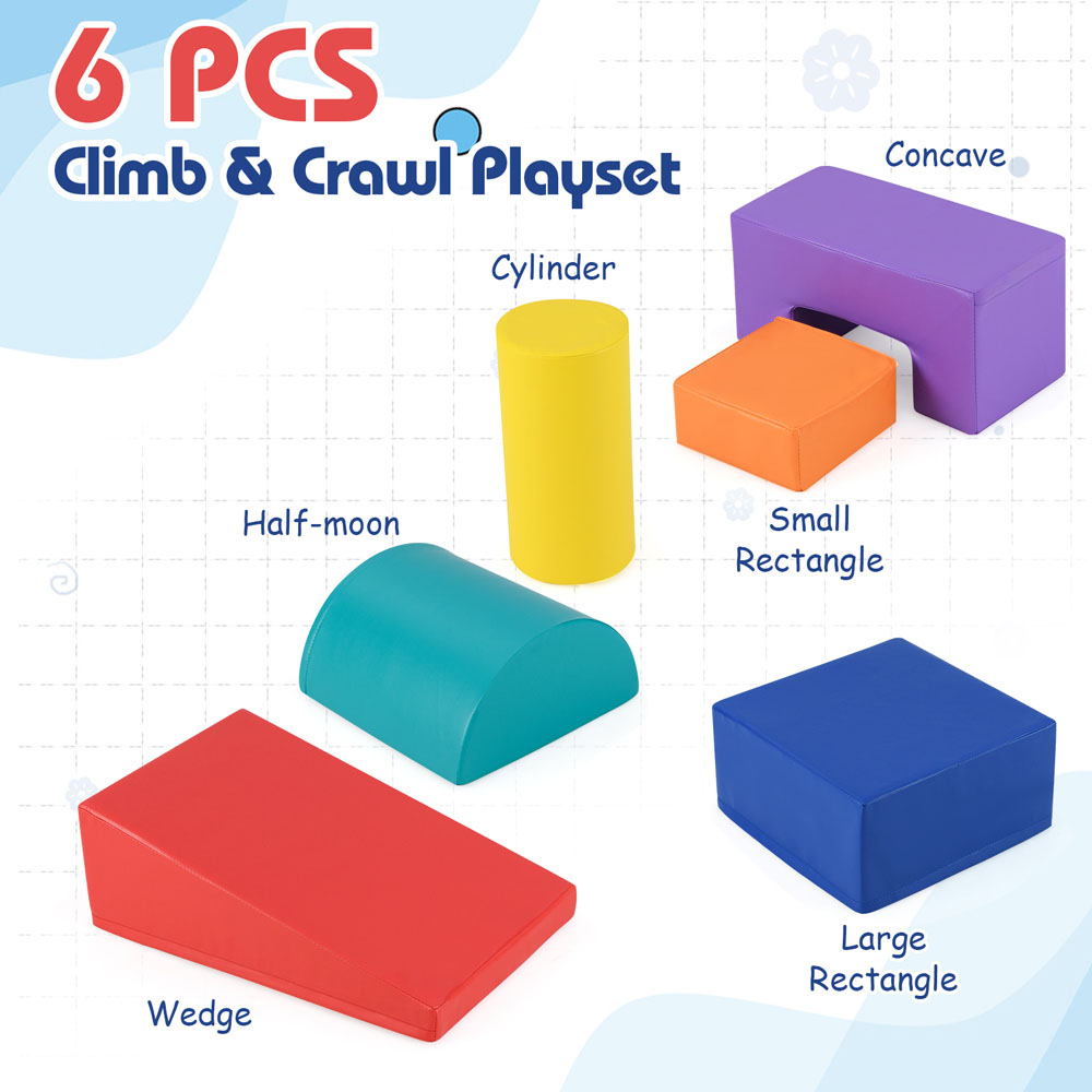 Costway Colourful Toddler Foam Climbing Blocks with PU Cover Image 7