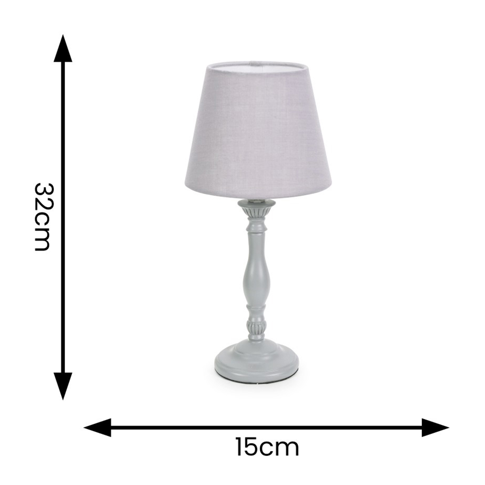 ValueLights Sara Tapered Shade Grey Wood Traditional Candle Stick LED Table Lamp 2 Pack Image 4