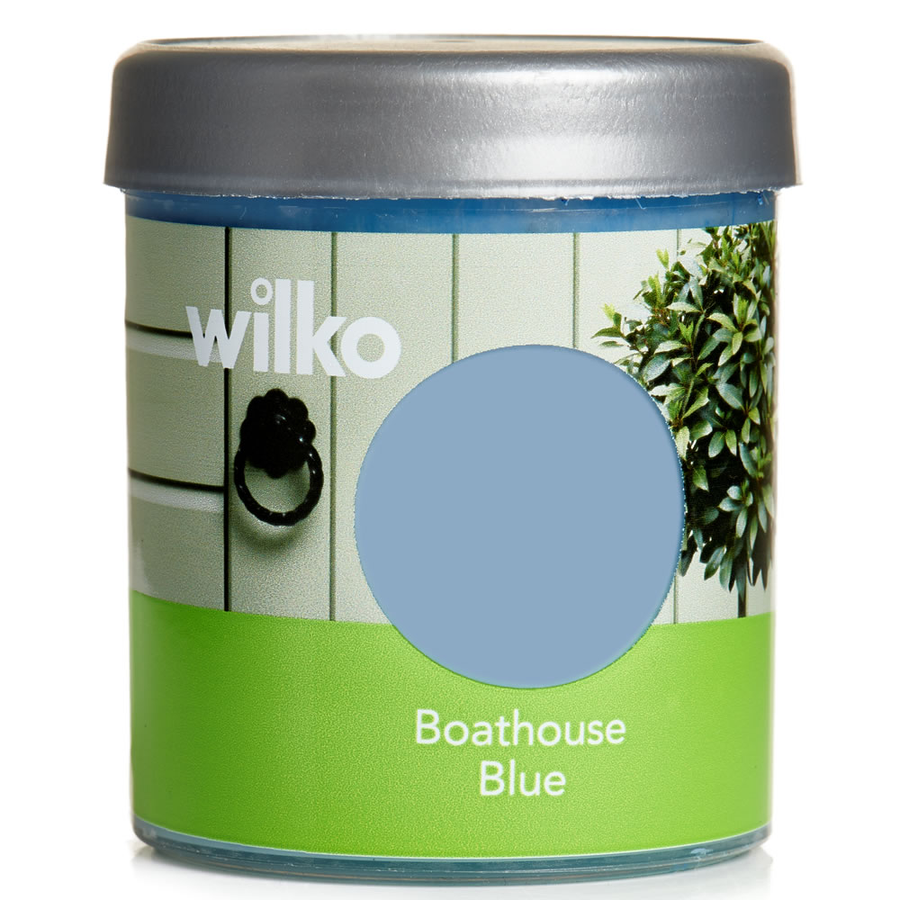 Wilko Garden Colour Boathouse Blue Exterior Paint Tester 75ml Image 1