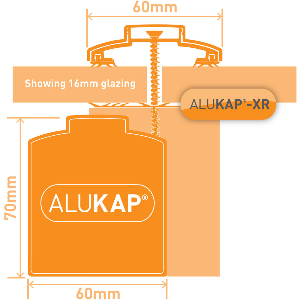Alukap-XR White 60mm Bar with 55mm Roof Glazing 2m and Rafter Gasket Image 4
