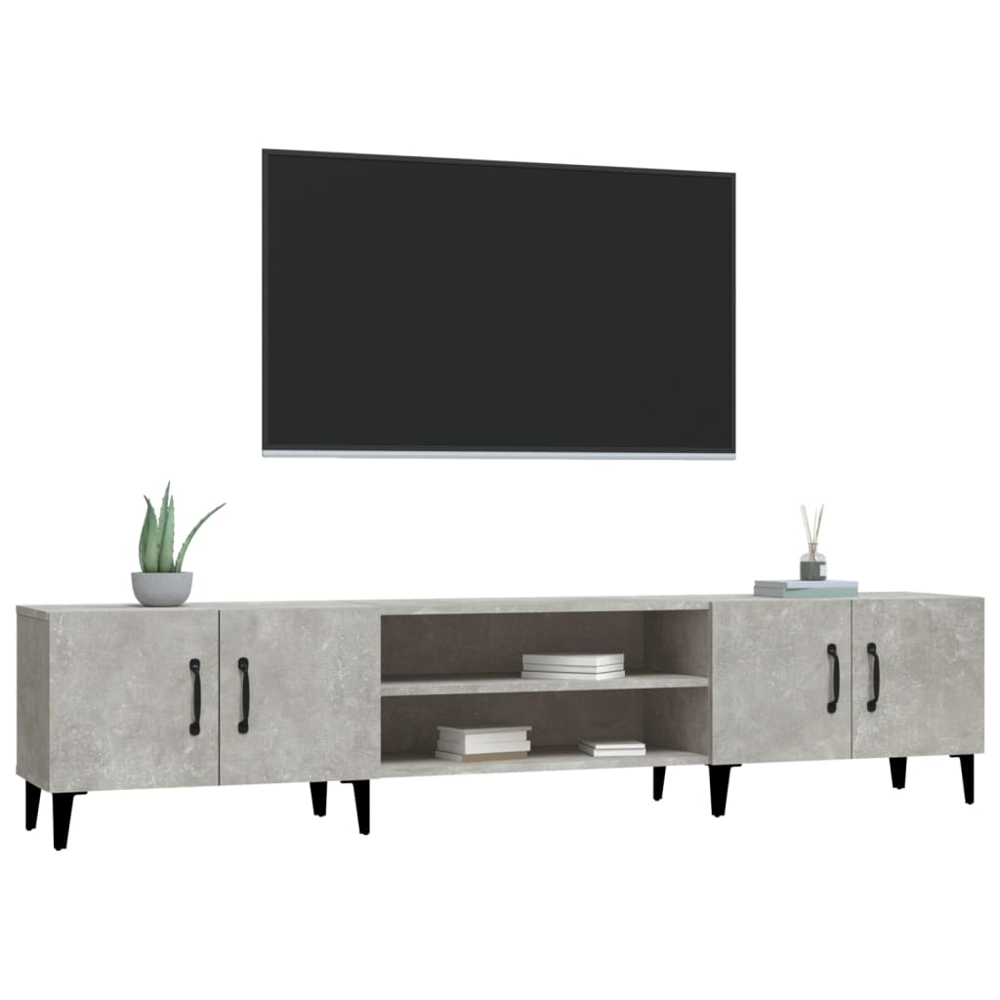 vidaXL 4 Door 2 Shelf Concrete Grey TV Cabinet Image 5