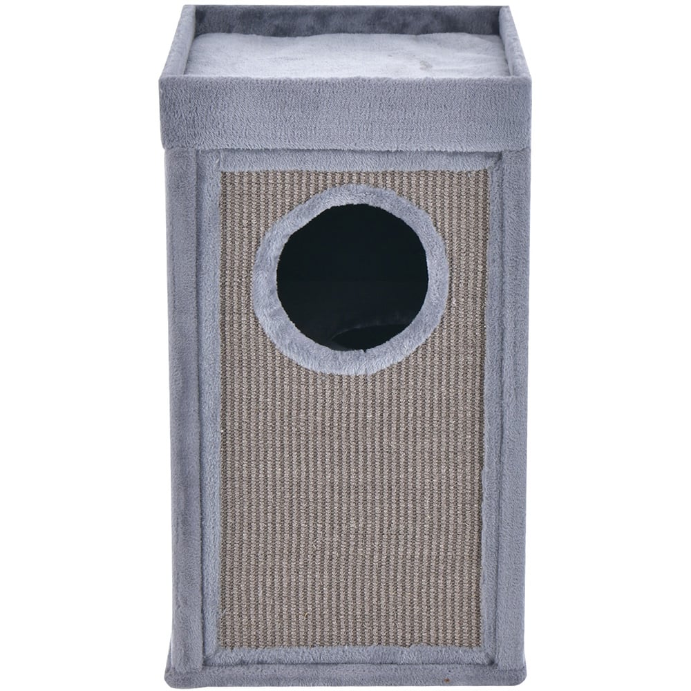 Costway 2 Tier Grey Cat House with Sisal Scratch Boards Image 3