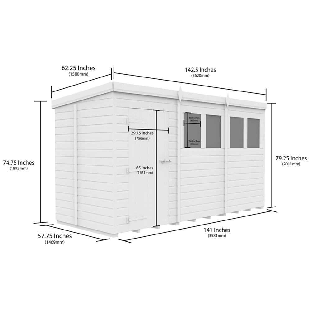 DIY Sheds 12 x 5ft Tongue and Groove Timber Pent Security Garden Shed Image 9