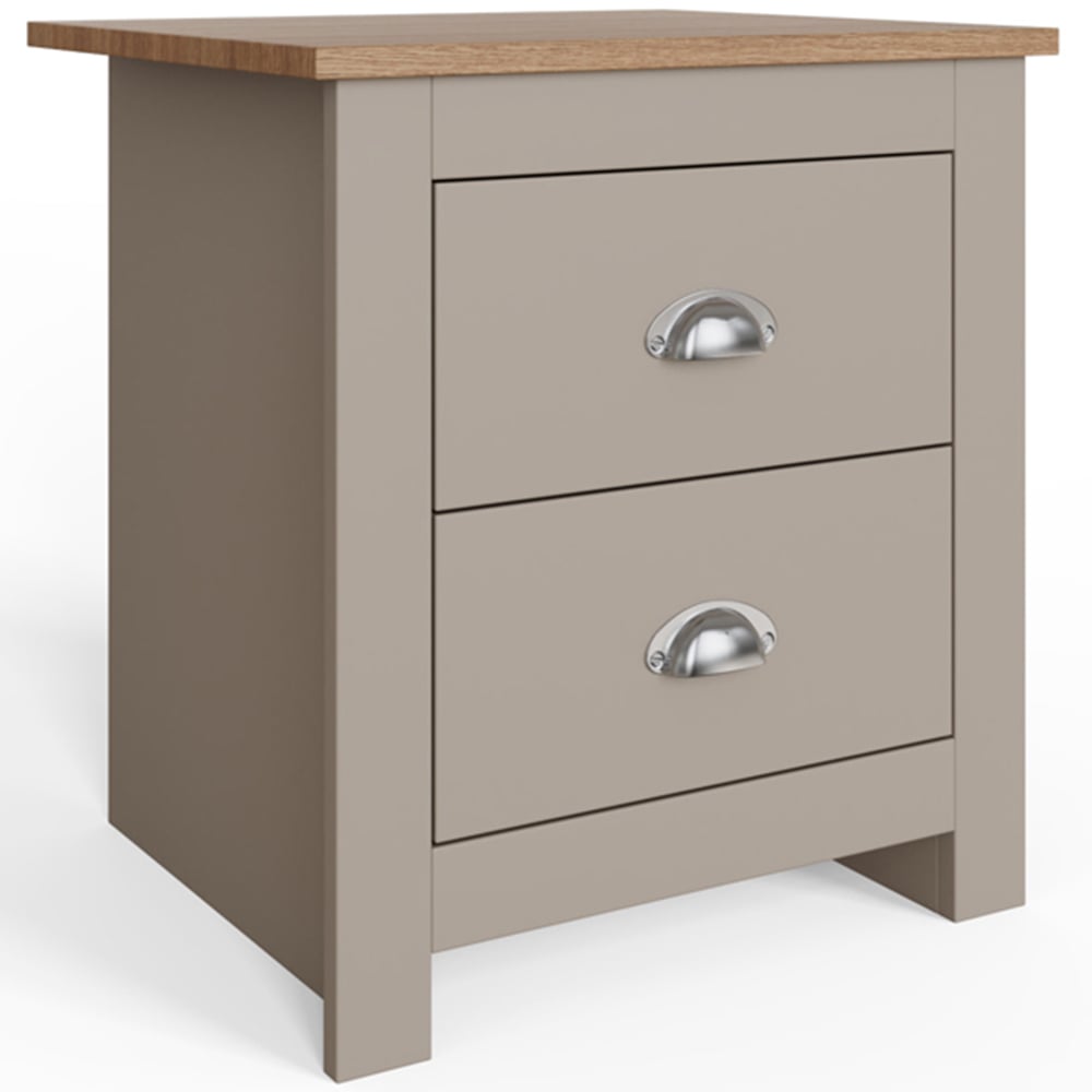 GFW Lancaster 2 Drawer Grey Bedside Table Image 2