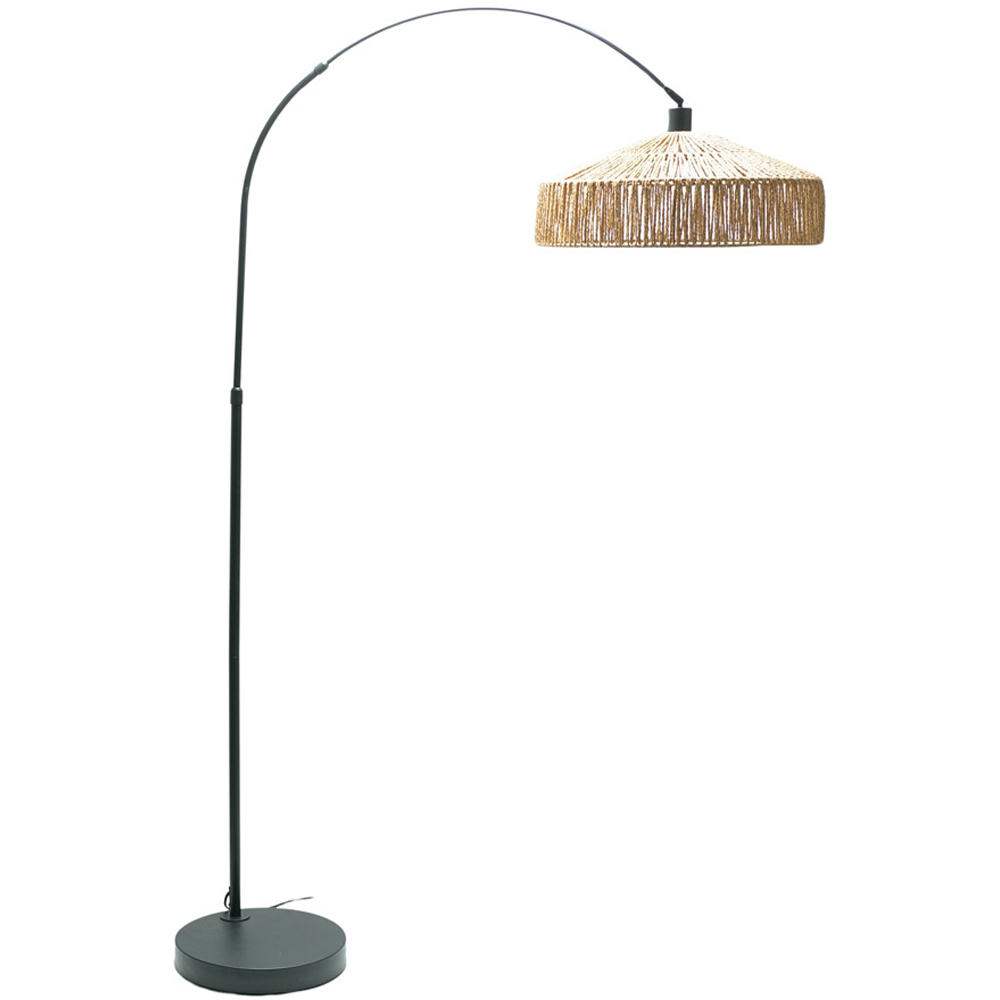 ValueLights Louis Natural Rope Pendant Shade Black Curved LED Floor Lamp Image 1