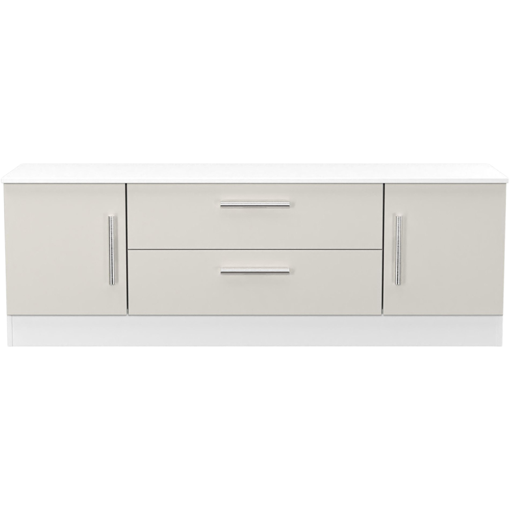 Crowndale Contrast 2 Door 2 Drawer Grey Matt and White Wide TV Unit Ready Assembled Image 2
