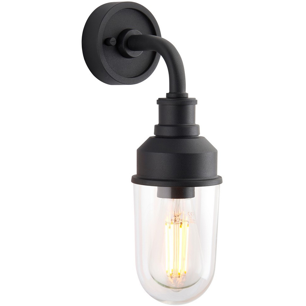 Merano Monza Matt Black Clear Glass Outdoor Wall Lantern Image 3