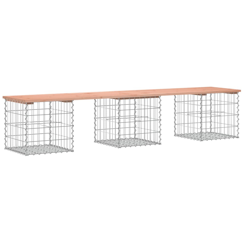 vidaXL Natural Solid Douglas Wood Gabion Design Garden Bench 203 x 44 x 42cm Image 1