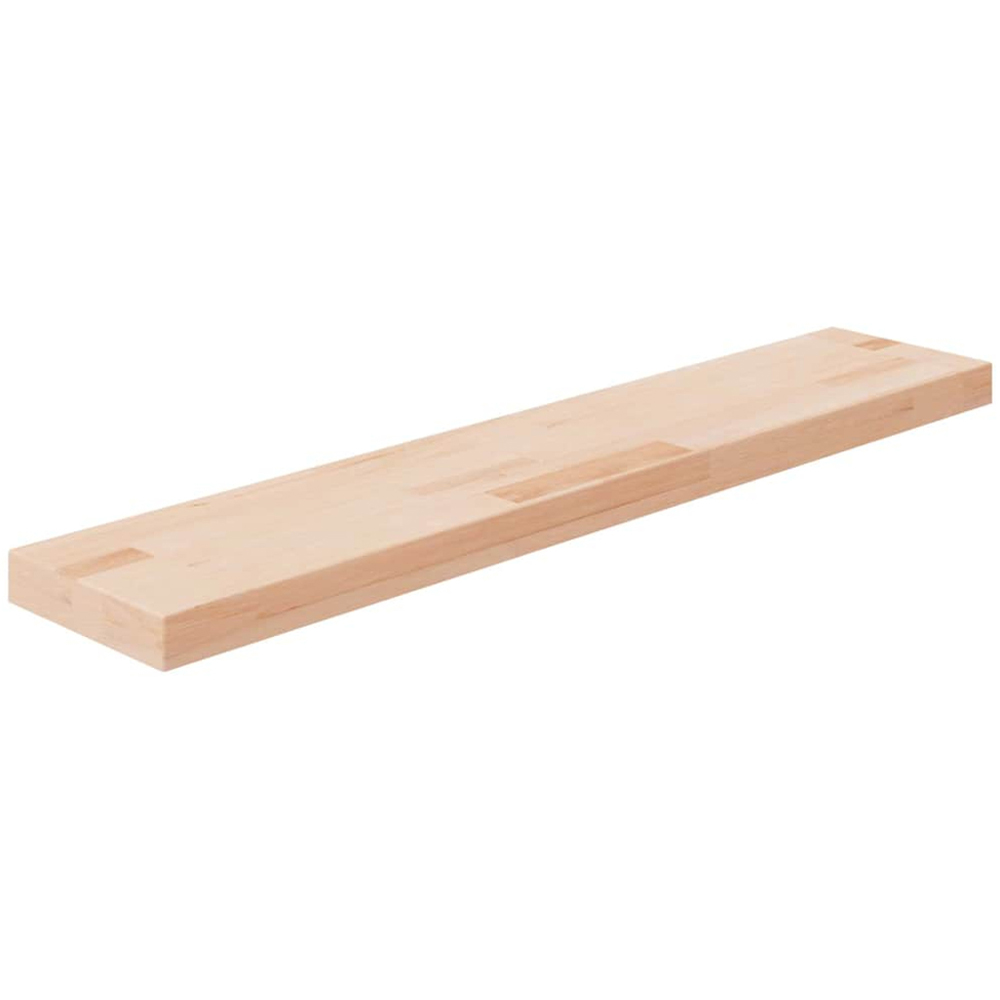 vidaXL 100cm Natural Untreated Solid Oak Wood Floating Wall Shelf Image 1