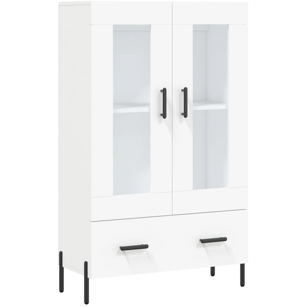 vidaXL 2 Glass Door 2 Drawer White Highboard Image 2