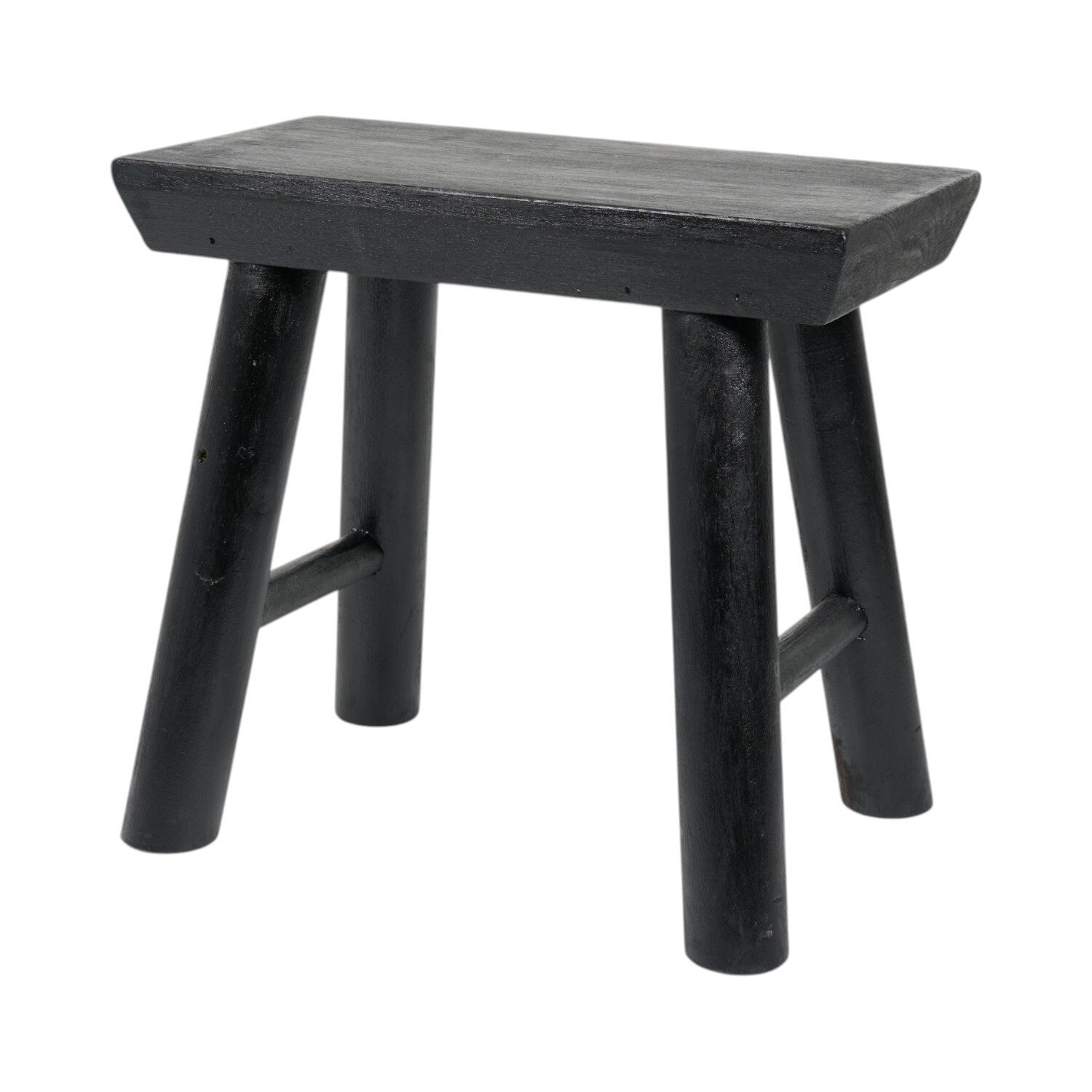 Rustic Wood Stool Black Image 2