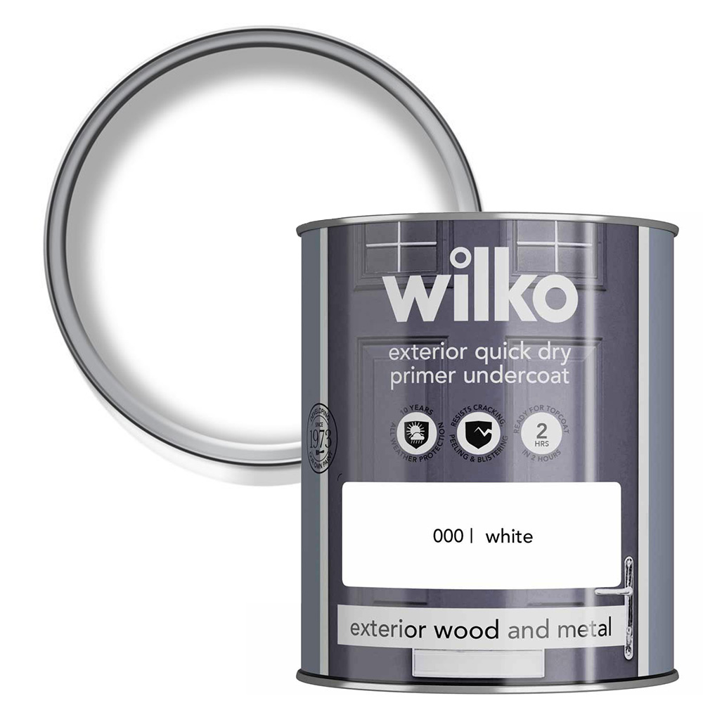 Wilko Quick Dry Wood and Metal White Primer and Undercoat 750ml Image 1