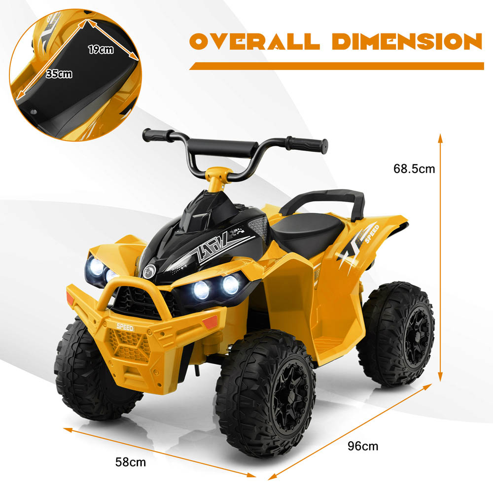 Costway Kids 2 Speed Yellow Ride On ATV with LED Lights 12V Image 6