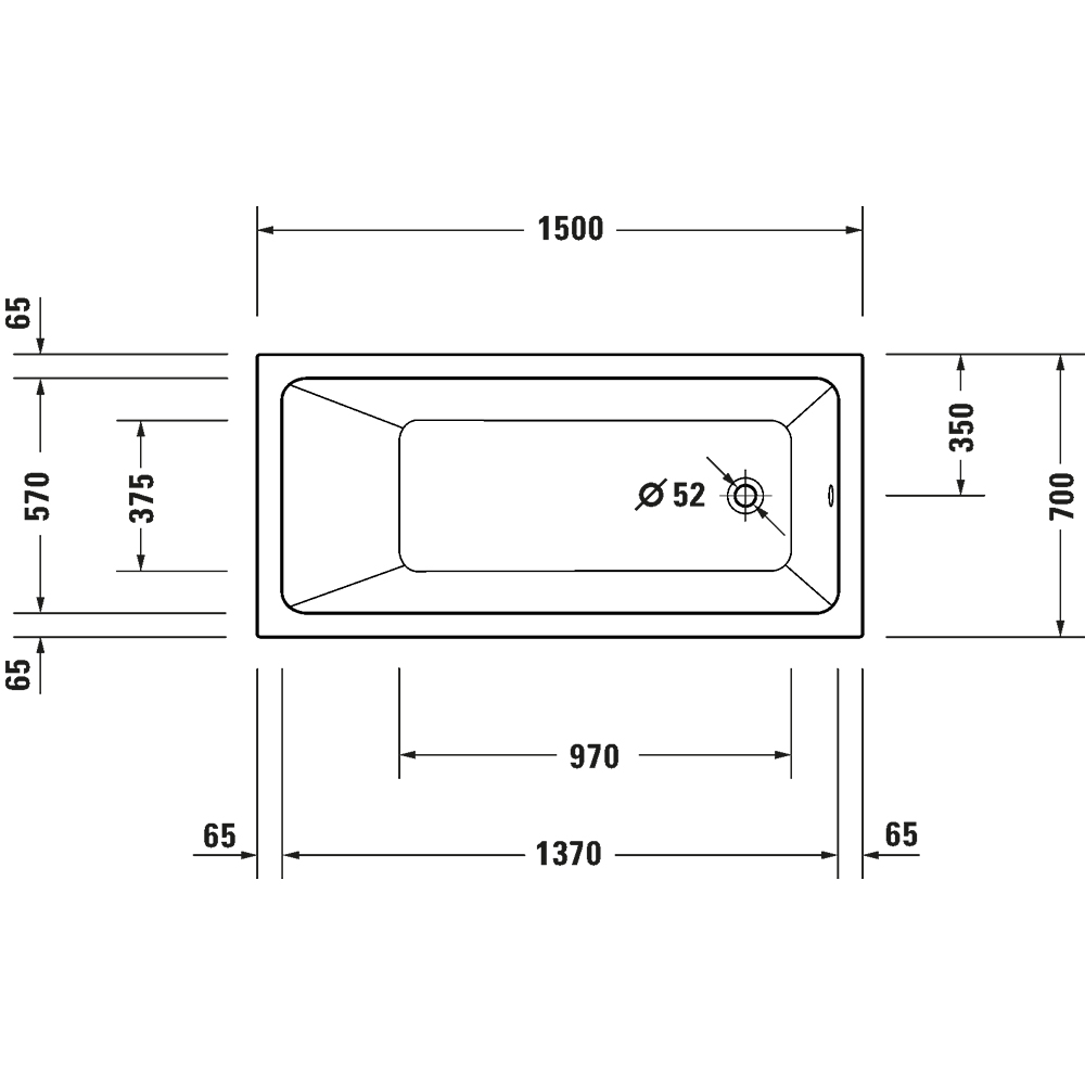 Duravit No.1 White Bathtub 1500 x 700mm Image 2