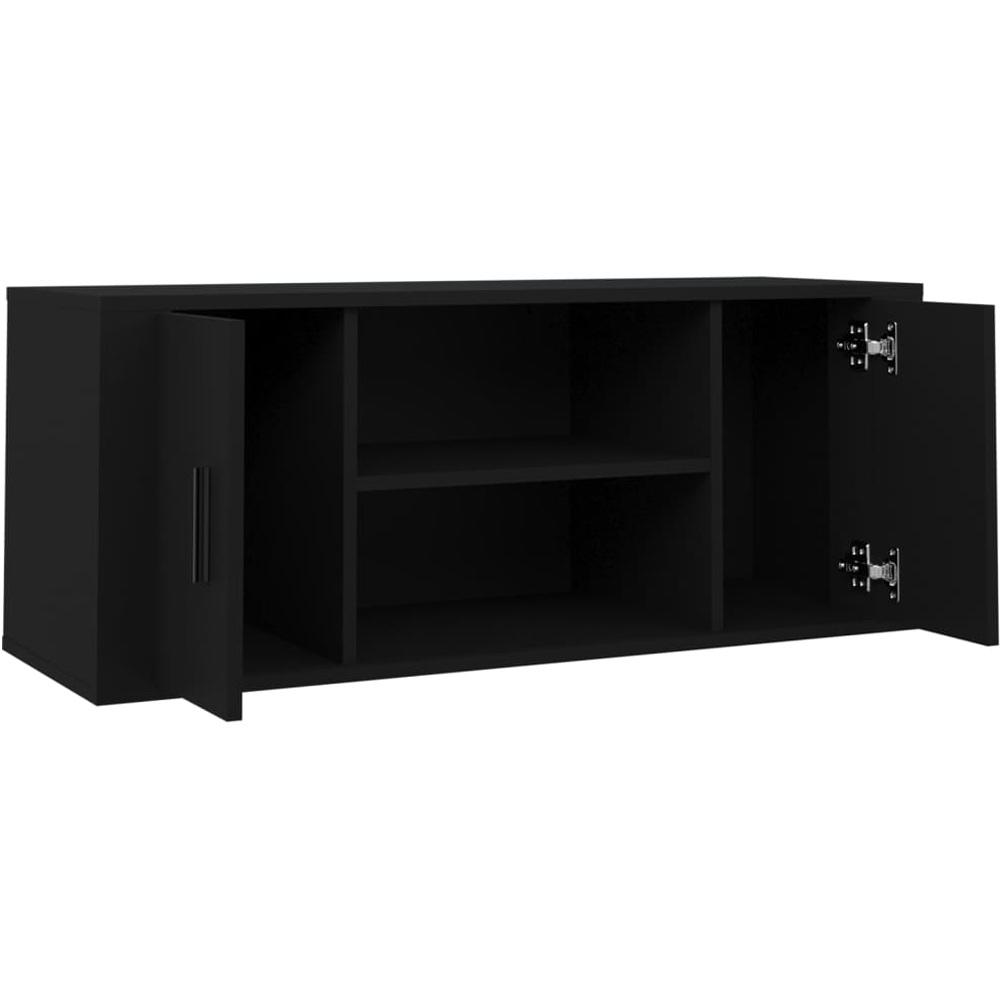 vidaXL 2 Door 2 Shelf Black Wooden TV Cabinet Image 4