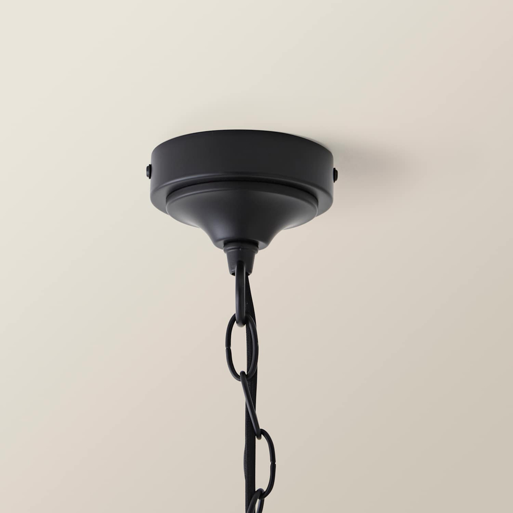 ValueLights Carmit 3 Arm Linen Shade Black Chandelier Ceiling Light with Bulb Image 5