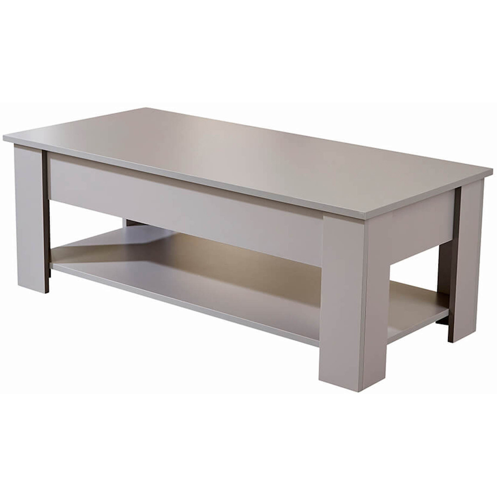 Home Source Orlando Single Shelf Grey Lift Up Storage Coffee Table Image 2