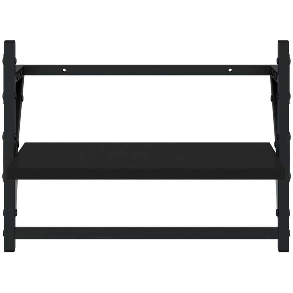 vidaXL 40cm Set of 2 Black Floating Wall Shelf with Bar Image 4