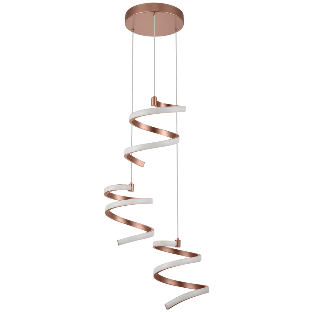 Cosylyte Nyah 3 Light Copper Spiral Cluster LED Pendant Light Image 1
