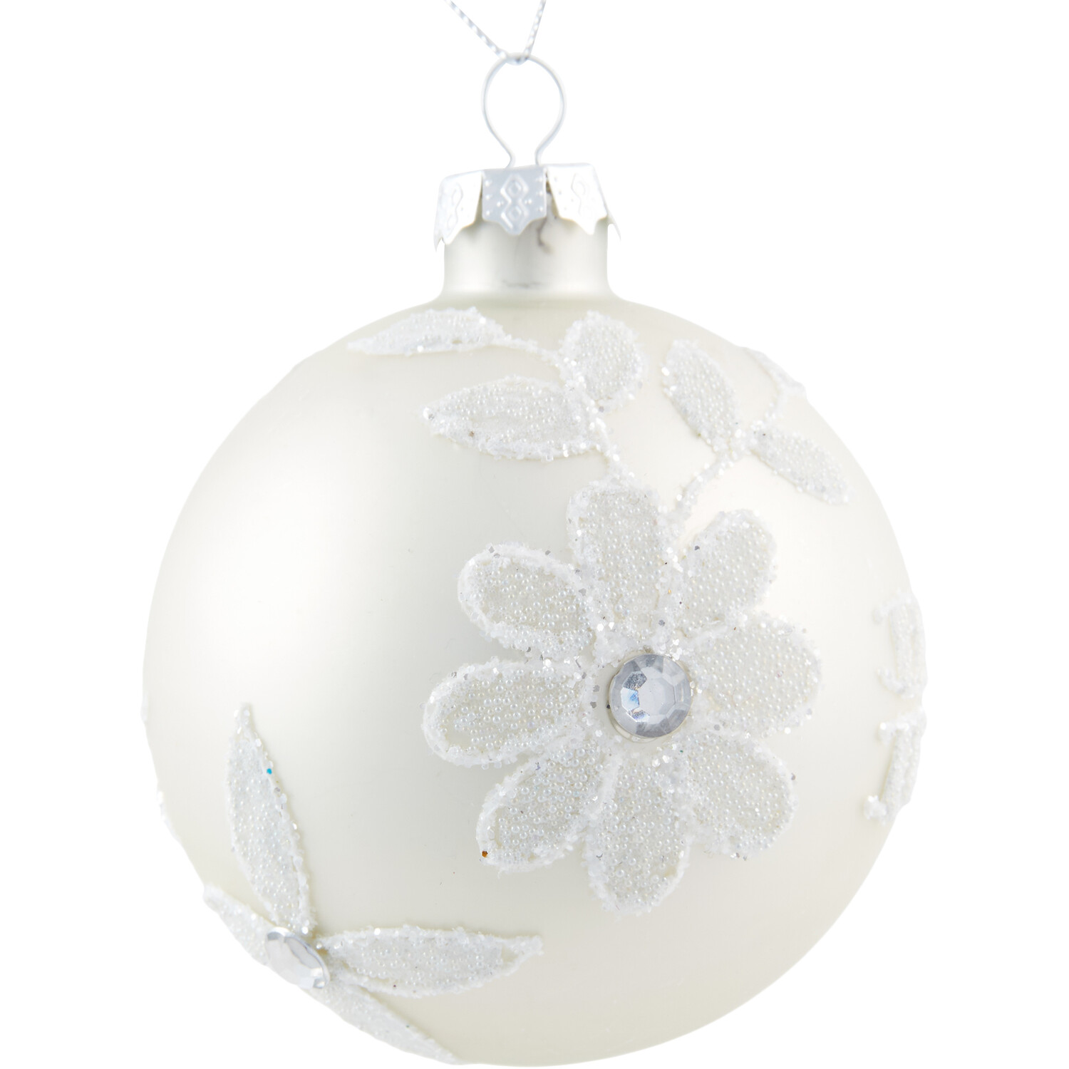 Ivory Floral Patterned Bauble Image