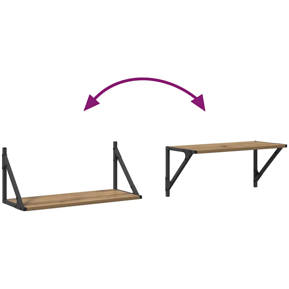 vidaXL 60 x 25cm Artisan Oak Wall Shelf Set of 2 Image 9