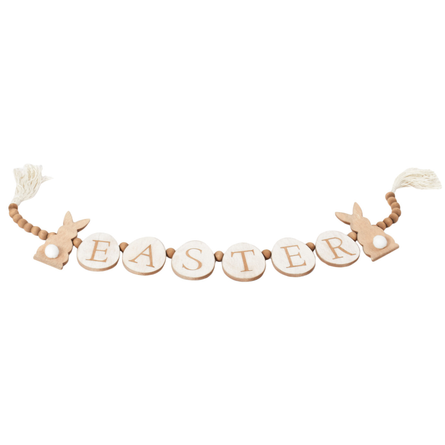Wooden Bunny Garland - White Image 1