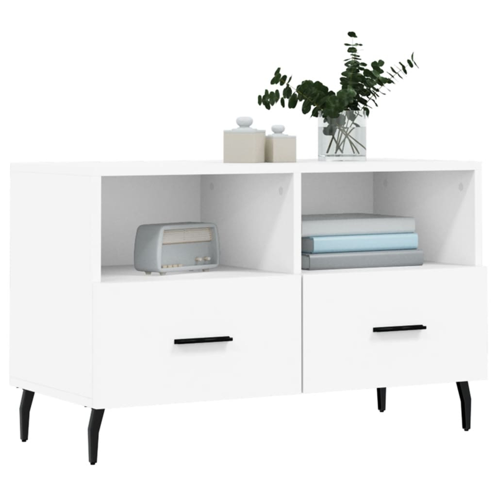 vidaXL 2 Drawer 2 Shelf White TV Cabinet Image 3