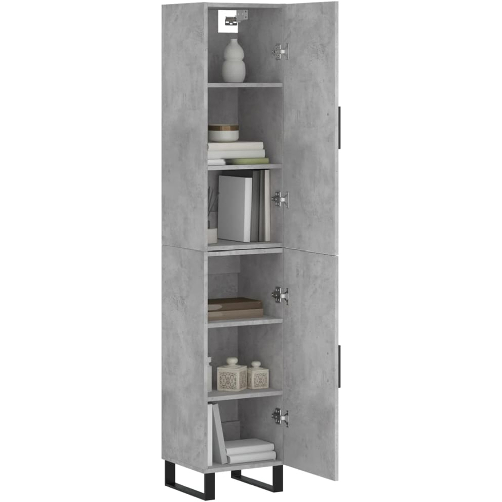 vidaXL 2 Door Concrete Grey Slim Highboard with Metal Legs Image 3