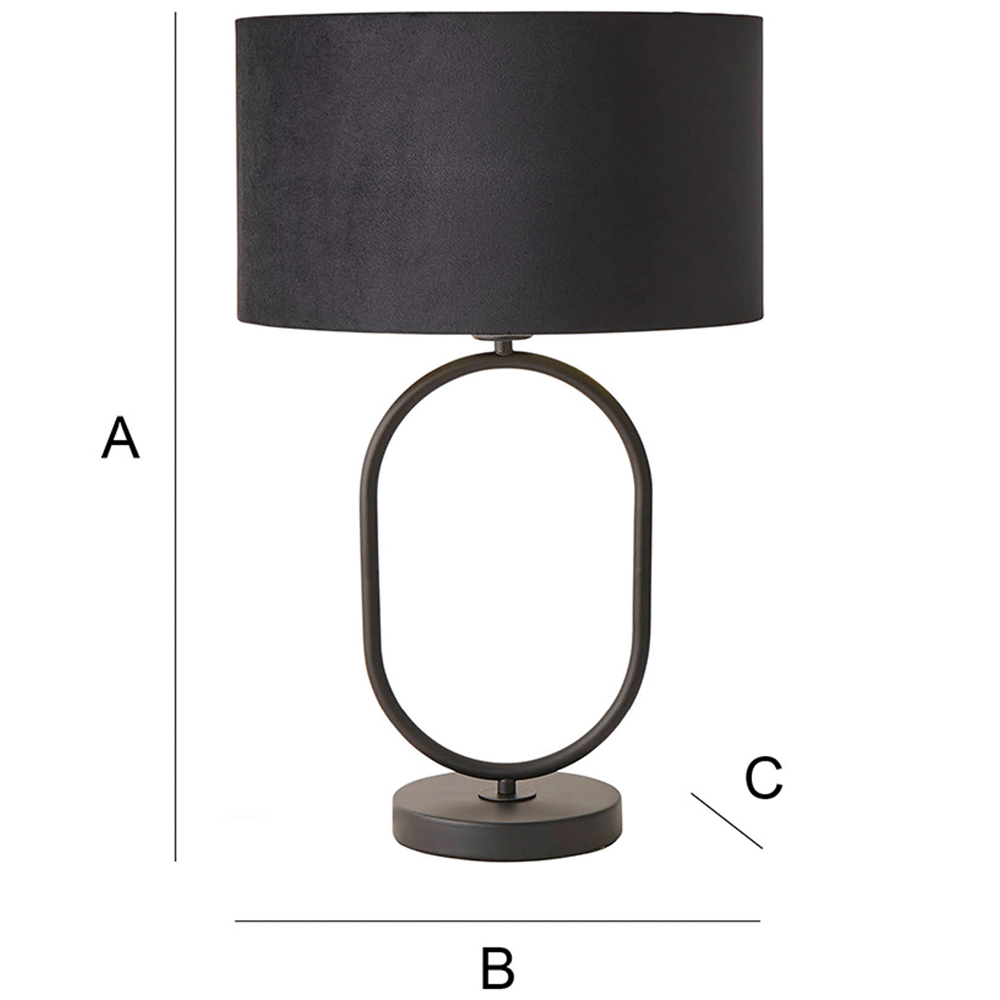 ValueLights Antonia Black Velvet and Gold Drum Shade Matte Black Oval LED Table Lamp Image 7